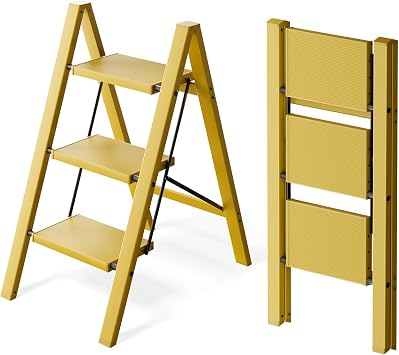 3 Step Stool Foldable Ladder, Lightweight Aluminum Step Ladder