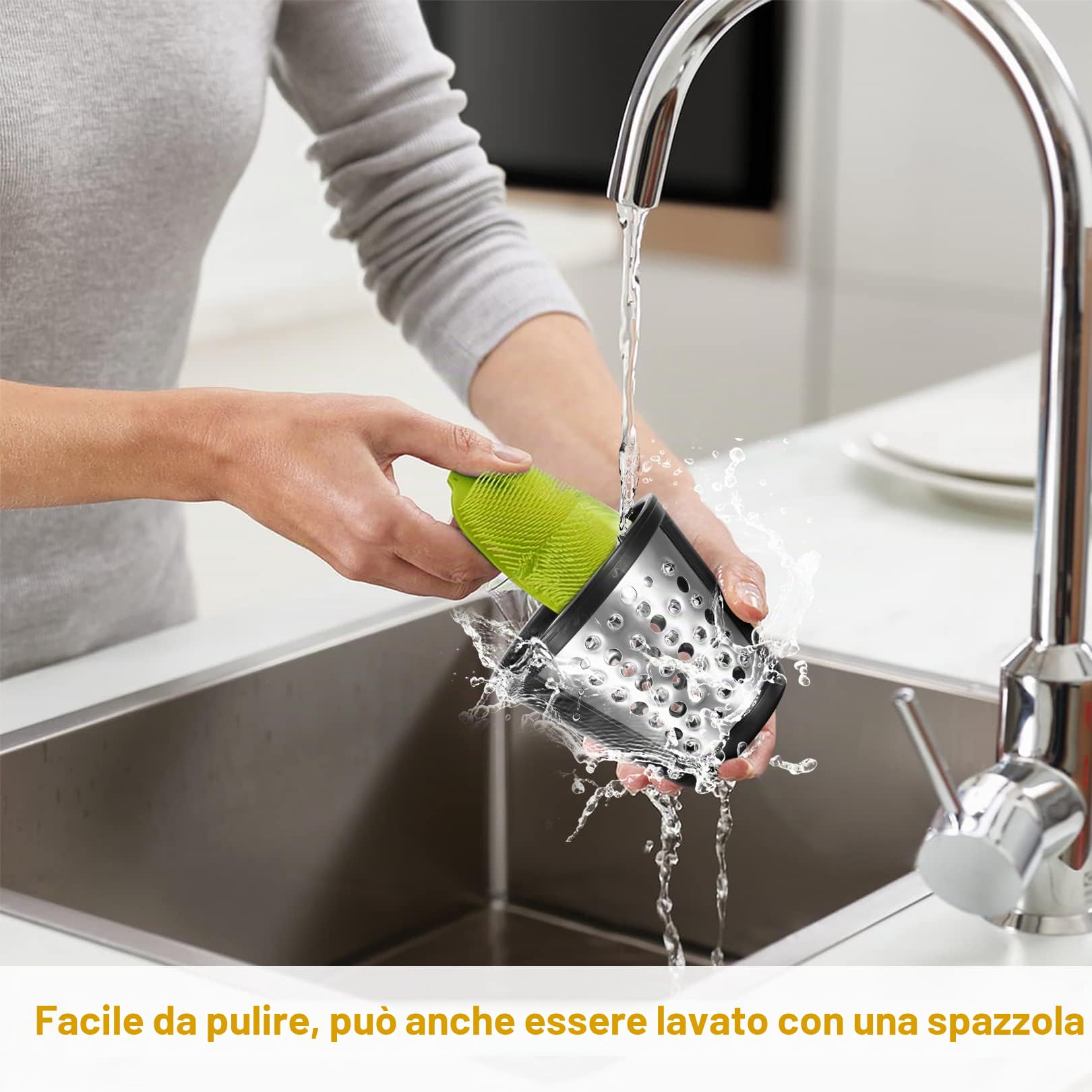 COOCHEER Grattugia elettrica, 150W Affettaverdure elettrico in acciaio inox, con 5 tamburi di taglio per frutta, verdura e formaggio