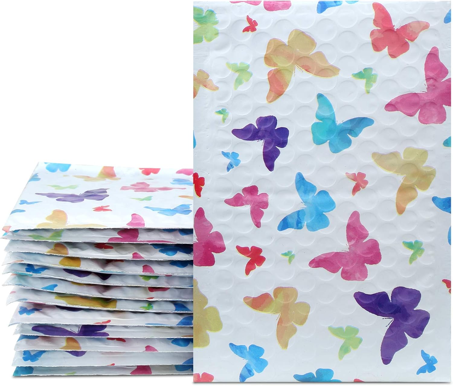 UCGOU Bubble Mailers 4x8 Inch Colorful Butterfly 50 Pack Poly Padded Envelopes Small Business Mailing Packaging Self Seal Waterproof Boutique Mail Shipping Bags for Jewelry Makeup Supplies #000