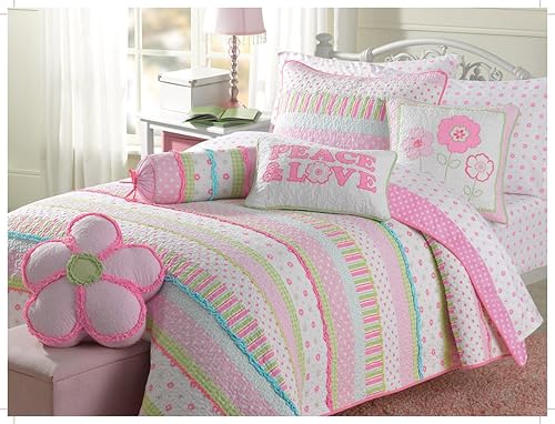 Pastel Marshmallow Juego de edredón de 2 piezas de algodón hipoalergénico 100% hipoalergénico para dormitorio, tamaño individual, rosa