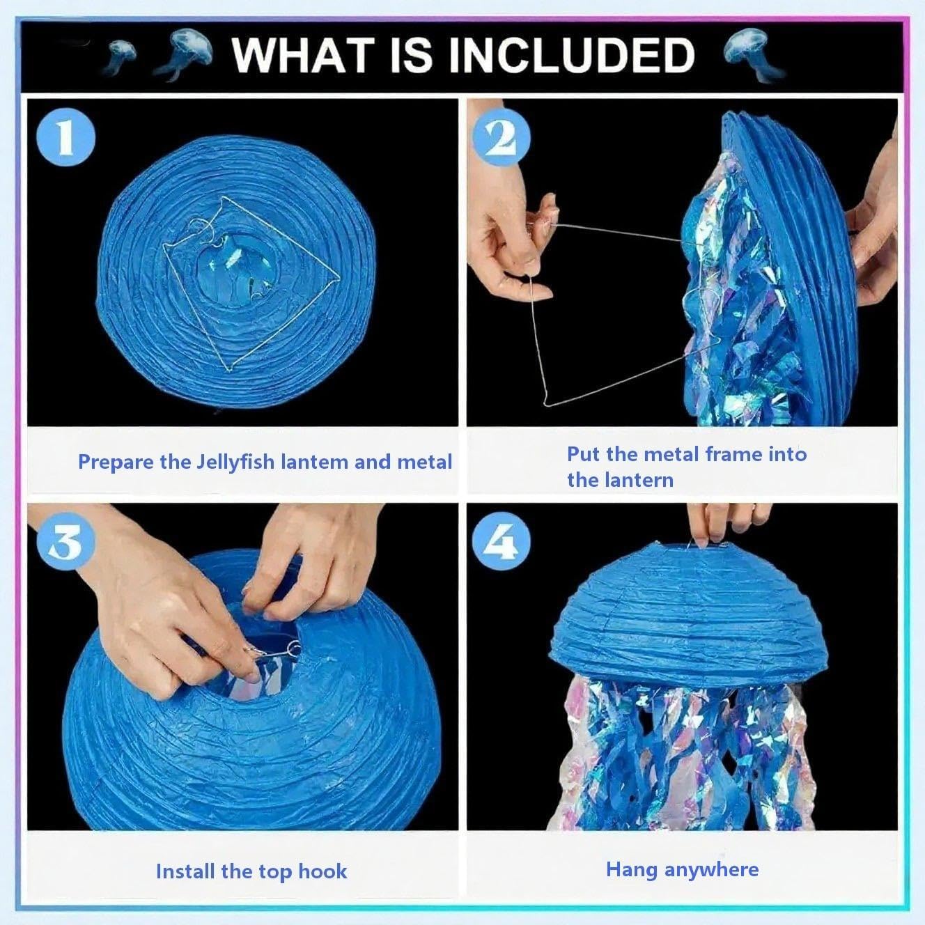 Jellyfish Paper Lanterns, Hanging Jellyfish Paper Lanterns, Used for Mermaid Birthday Parties, Mermaid Baby Shower Decorations, Classroom Paper Lanterns，Halloween Decorations