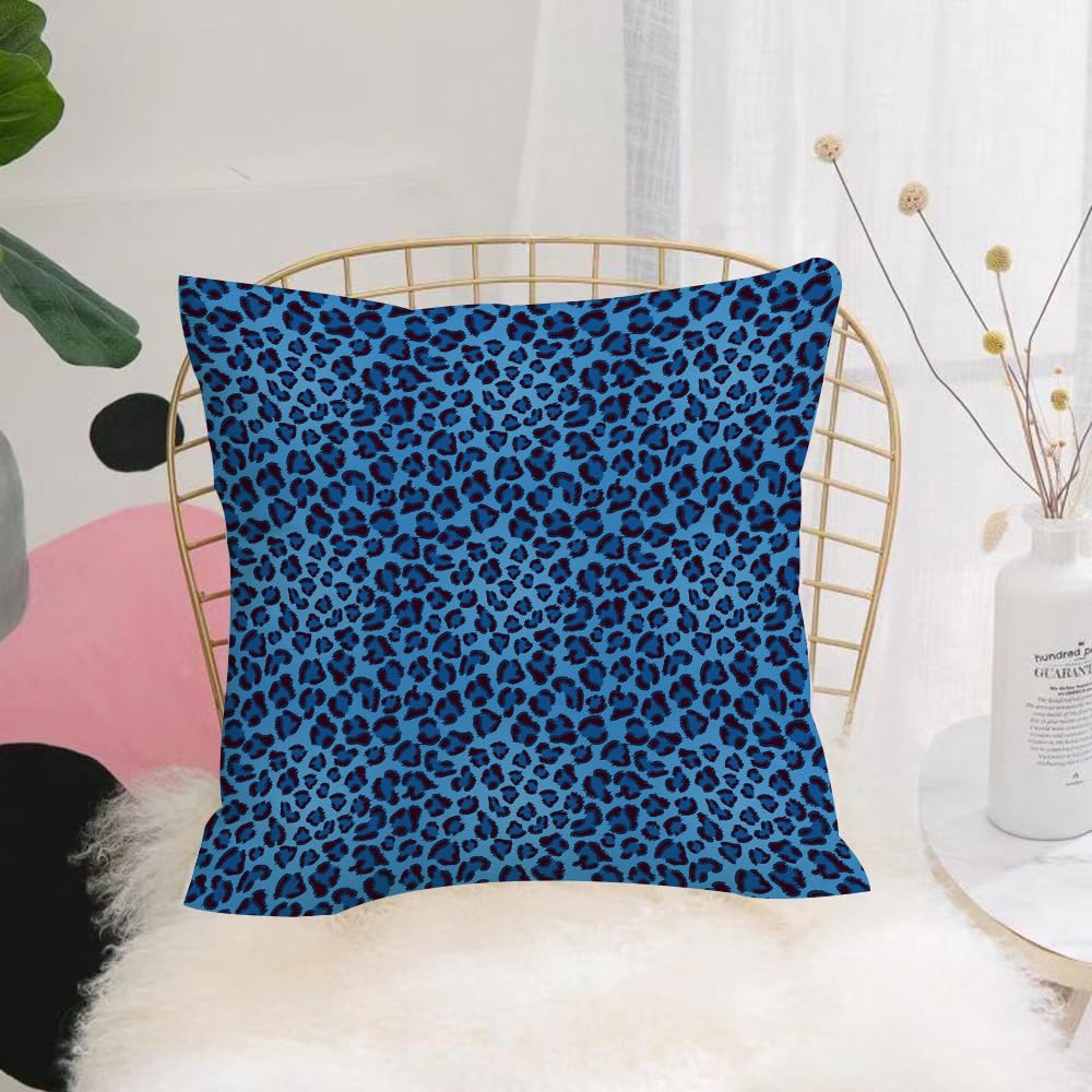 HYMSXW Cushion Cover,Throw Pillow Case Home Decorative for Living Room Bedroom Sofa Chair 20X20 Inch,Leopard seamless pattern blue summer design,Pillowcase 50X50cm