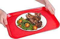 Vista 3 de Bandeja de cafetería de comida rápida Bandeja rectangular de plástico texturizado para TV de 10 x 14 pulgadas Almuerzo escolar, comedor