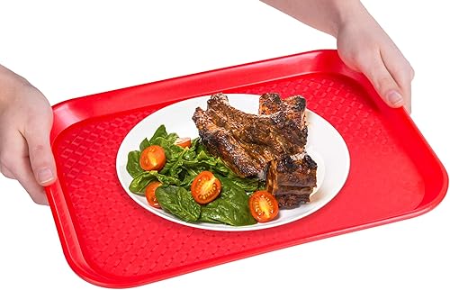 Miniatura 3 de Bandeja de cafetería de comida rápida  Bandeja rectangular de plástico texturizado para TV de 12 x 16 pulgadas  Almuerzo escolar, comedor y equipo