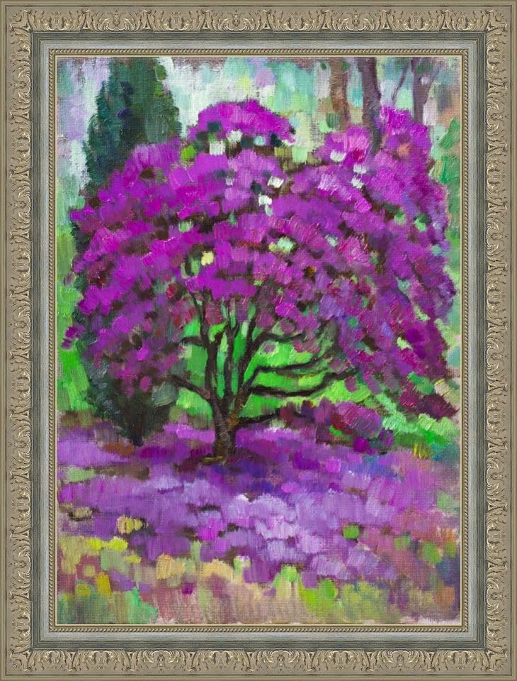Miniatura 4 de Rhododendron bush in the garden - The original one-of-a-kind Landscapes oil painting from Vera Bondare, 2022