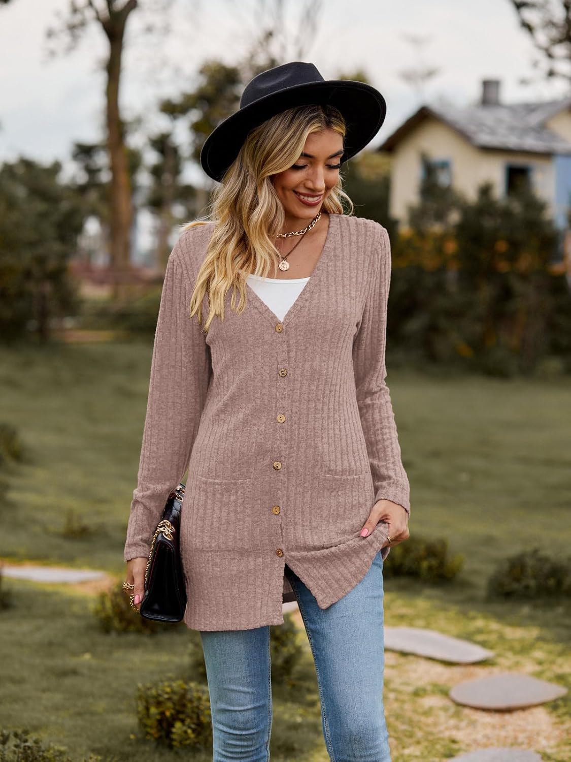 Women’s 2025 Fall Fashion Cardigan Lightweight Soft Knit Cardigan for Women Long Sleeve Open Front Coat with Pockets - Image 4