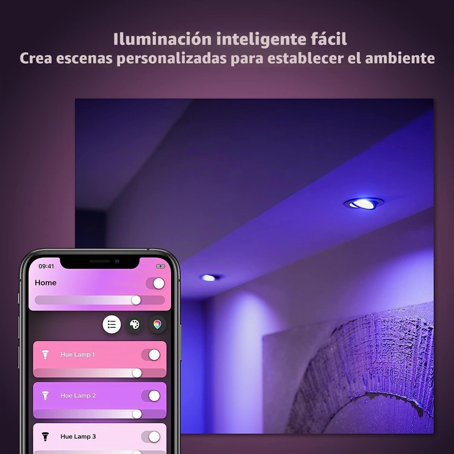 Philips Hue - Bombilla LED Inteligente, GU10, Luz Blanca y de Colores, 4.3W 350 Lumens, Compatible con Alexa y Google Home - Pack de 2 Bombillas LED inteligentes