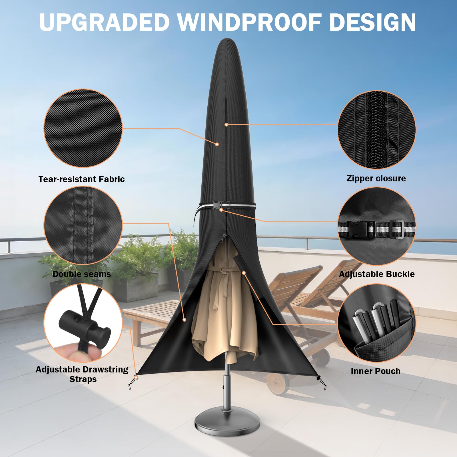HOLDCOVER Patio Umbrella Cover for 12-14 Feet Offset Cantilever Umbrellas