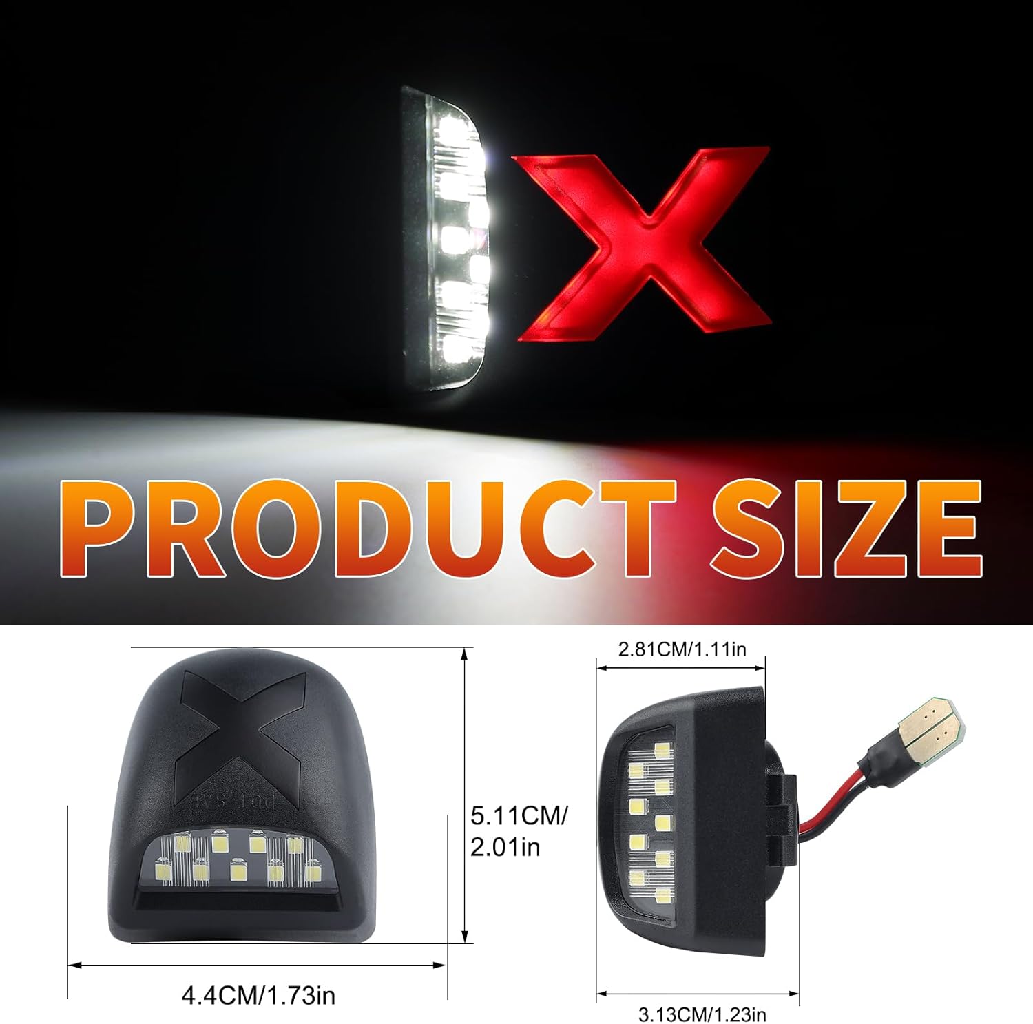 LED License Plate Lights Tag Light Lamp for Chevrolet Silverado Tahoe Suburban Avalanche GMC sierra Yukon Cadillac Escalade EXT ESV, 6000K White & Smoked Lens, Pack of 2 (Xstyle Patent Pending)