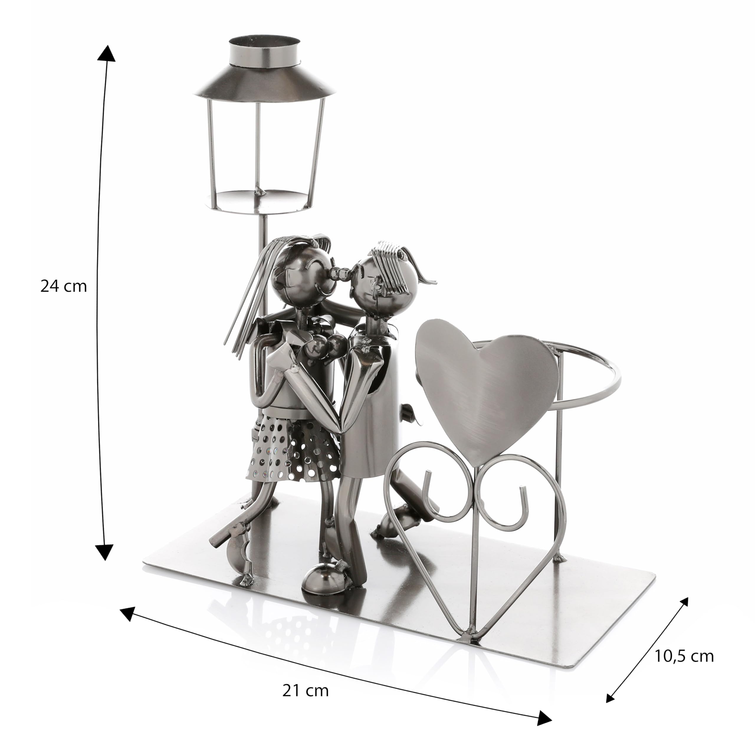 Nordstern Portabottiglie coppia danzante con lanterna per candela - Portabottiglie con biglietto di auguri come regalo di coppia per matrimonio o fidanzamento - 5