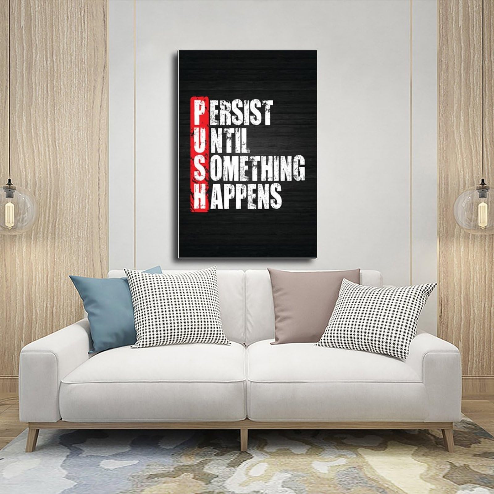 PUSH Motivation - Pósteres de culturismo para hombres y niñas, citas motivacionales inspiradoras para gimnasio muscular, 60 x 90 cm
