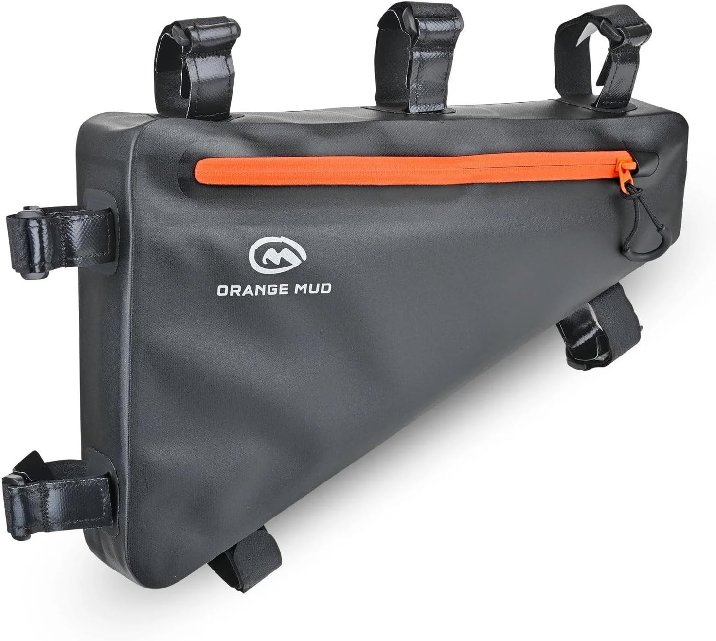 Orange Mud Waterproof Bike Frame Bag – Welded TPU Triangle Bag for Front or Rear Frame Mounting – Durable YKK Zippers, Secure Storage for Gear, Snacks, Tools, Phone – Black, 14"x9.5"