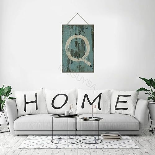 Vista 344 de Letrero colgante de madera con letra A, letrero de madera, decoración del hogar, 26 letras del alfabeto de metal, placa de madera, decoración