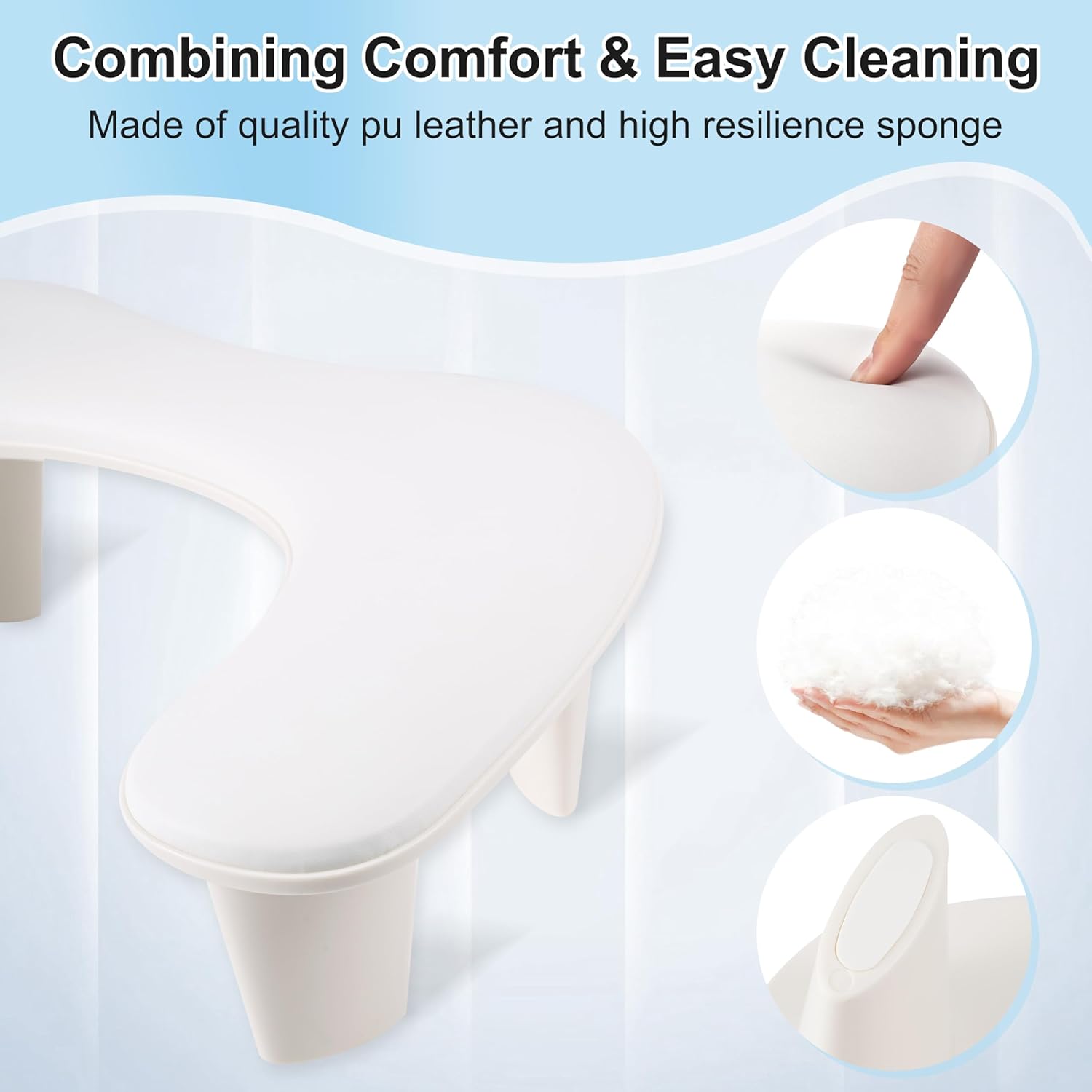 Arm Rest for Nails Tech, U-Shaped PU Leather Hand Rest for Nails Tech, Comfortable Microfiber Nail Hand Rest Stand, Manicure Hand Rest, White Hand Rest Pillow for Manicurists