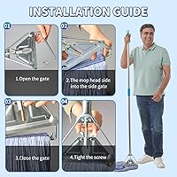 Vista 7 de Trapeador de cuerda de extremo de bucle resistente, mango de acero inoxidable de 67 pulgadas, mopa de grado industrial comercial para limpieza