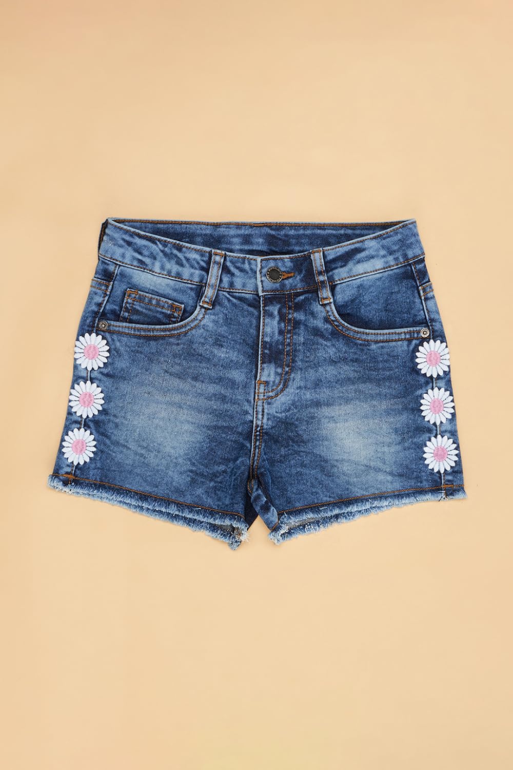Pantaloons Junior Girl's Shorts (110149819004_Medium Blue 2