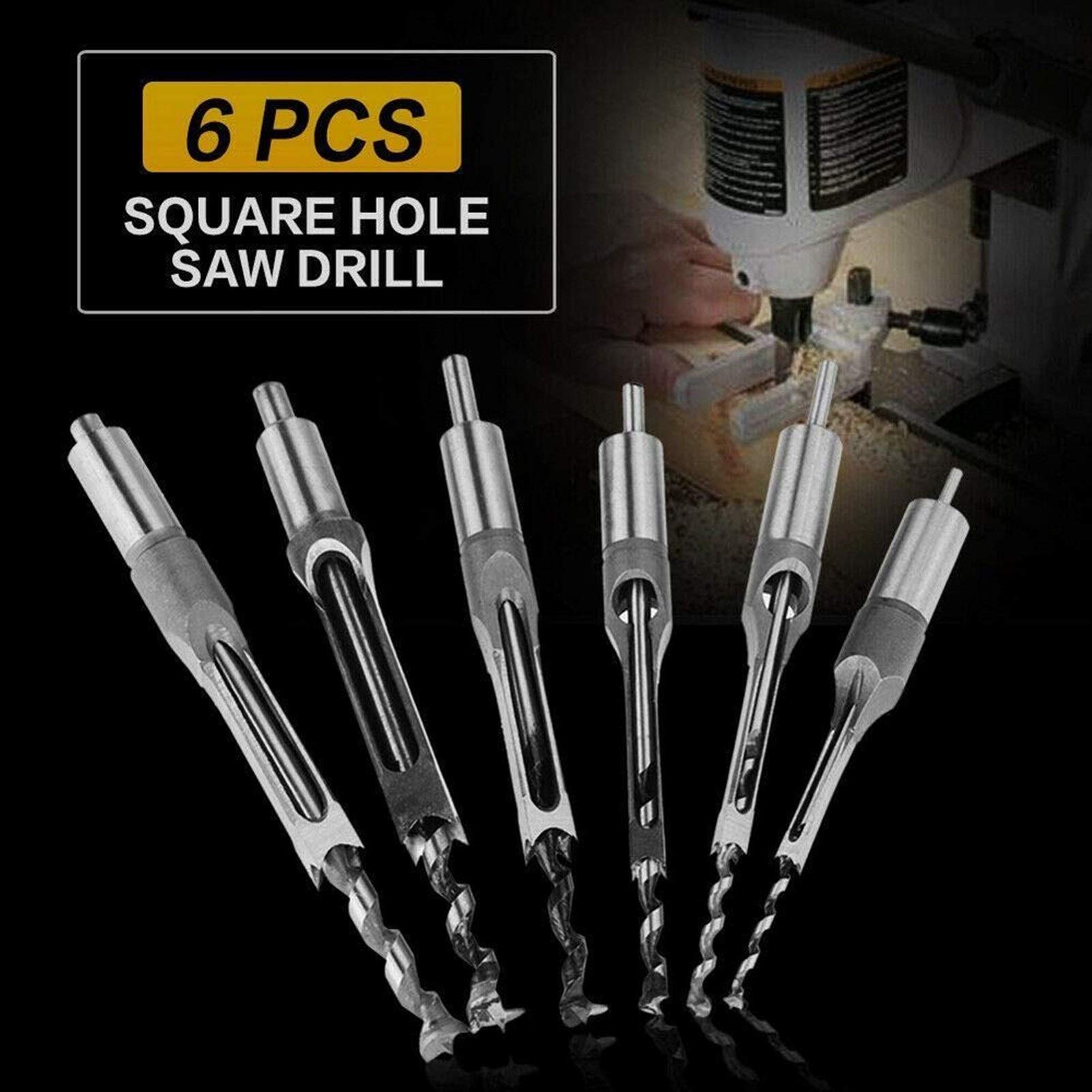 Set Di Punte Per Trapano Per Legno Con Foro Quadrato, Kit Di Strumenti Per Trapano Per La Lavorazione Del Legno, Foro Quadrato, Set Di 6 Punte Elicoidali, Set Di Punte Elicoidali Per Mortasatura, Con