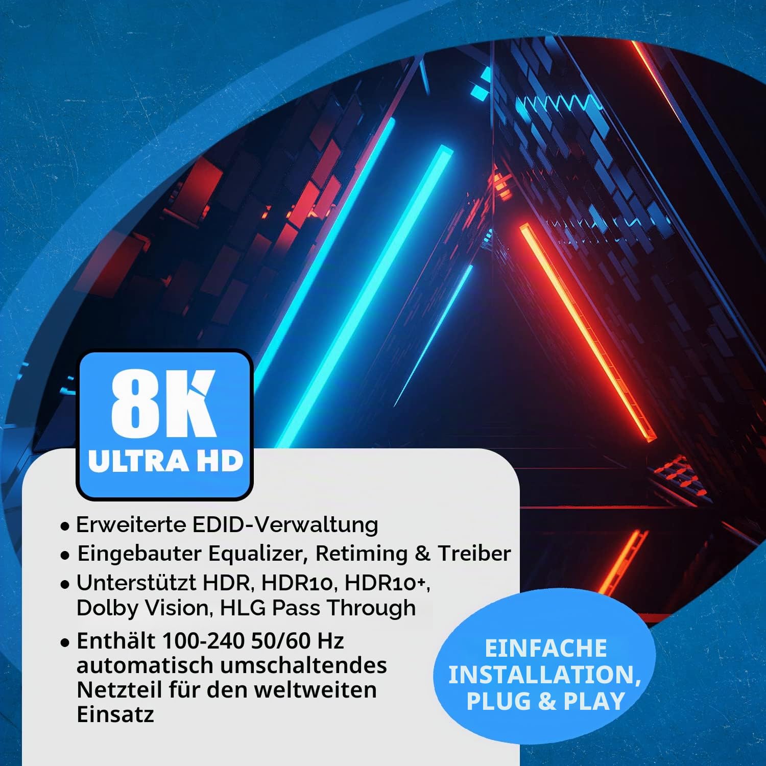 OREI 8K HDMI Splitter 1 x 2, Duplikat mit Audio Extractor UltraHD Unterstützt bis zu 4K @ 120Hz IR EDID HDCP 2.3 - (BK-102A) (1x2 - Audio Out)