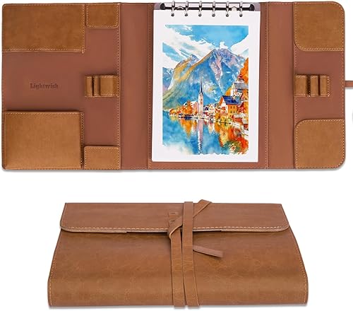 LIGHTWISH Libro de acuarela - A5 20 hojas 100% algodón 300GSM papel prensado en frío | Desmontable con tablero de respaldo | Diario de acuarela de