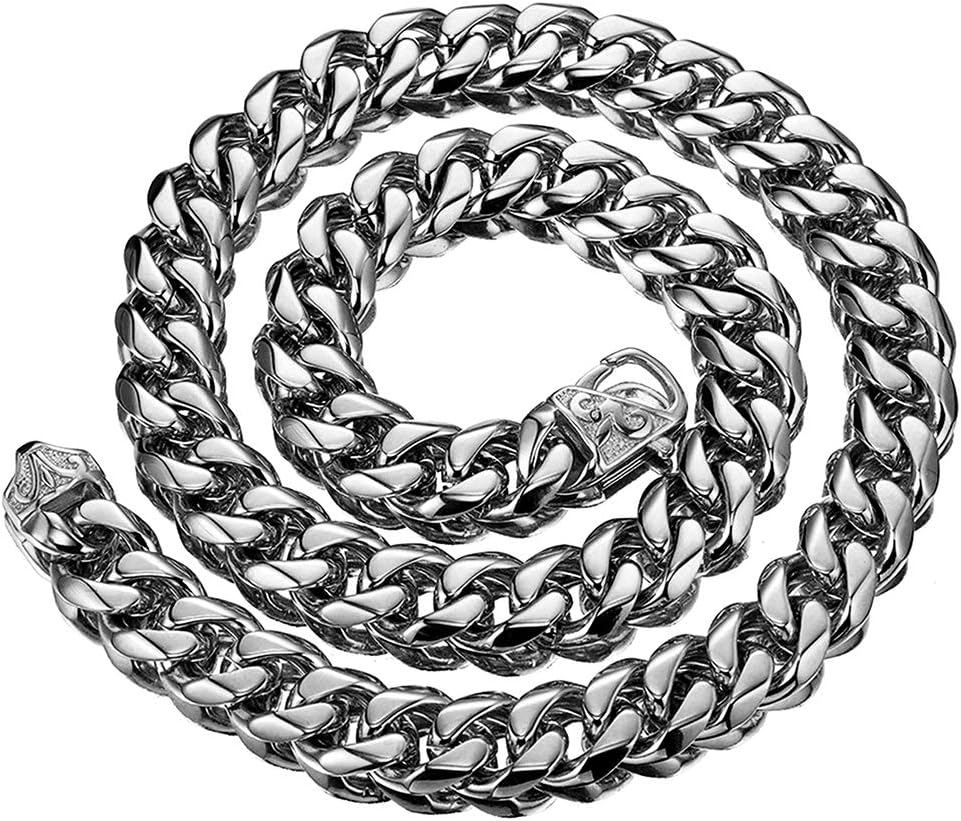 15mm Polishing Silver Stainless Steel Curb Cuban Link Chain Necklace Men's Jewelry Choker (15MM, 16") - Image 4