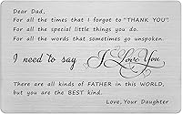 Vista 8 de FALOGIJE Tarjeta de felicitación grabada con texto en inglés "Thank You Dad I Love You", tarjeta de cumpleaños para papá, día del padre, Navidad