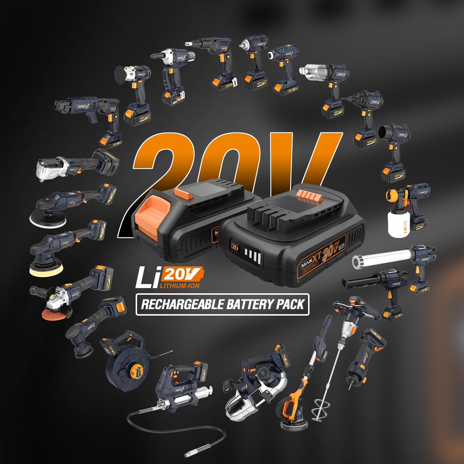 MAXXT Set di batterie | 2 batterie agli ioni di litio da 20 V 2,0 Ah + 1 caricatore | compatibile esclusivamente con MAXXT