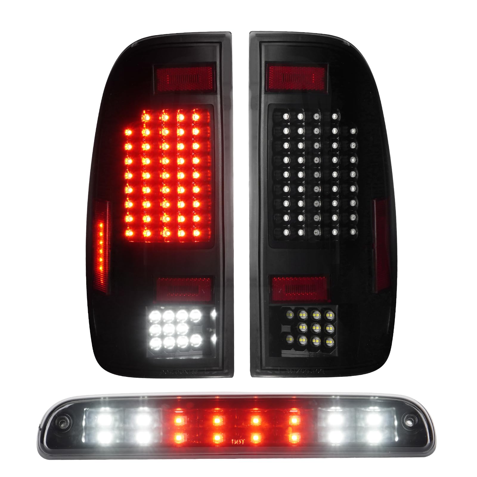 Gubebaili LED Tail Lights Assembly + 3rd Brake Light Kit Fit for Ford F-250 F-350 F-450 F-550 Super Duty 1999-2007,Only Fits Styleside Fleetside,(