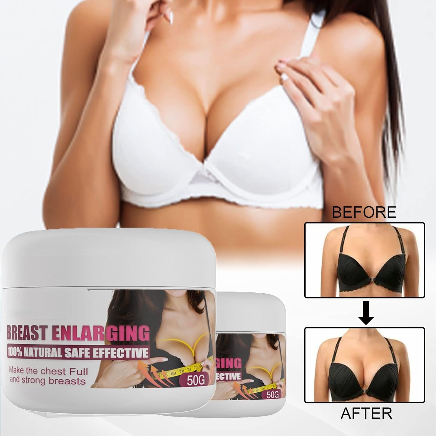 Crema per l'aumento del seno, crema rimpolpante per il seno, da donna, 50 g (2 pezzi)