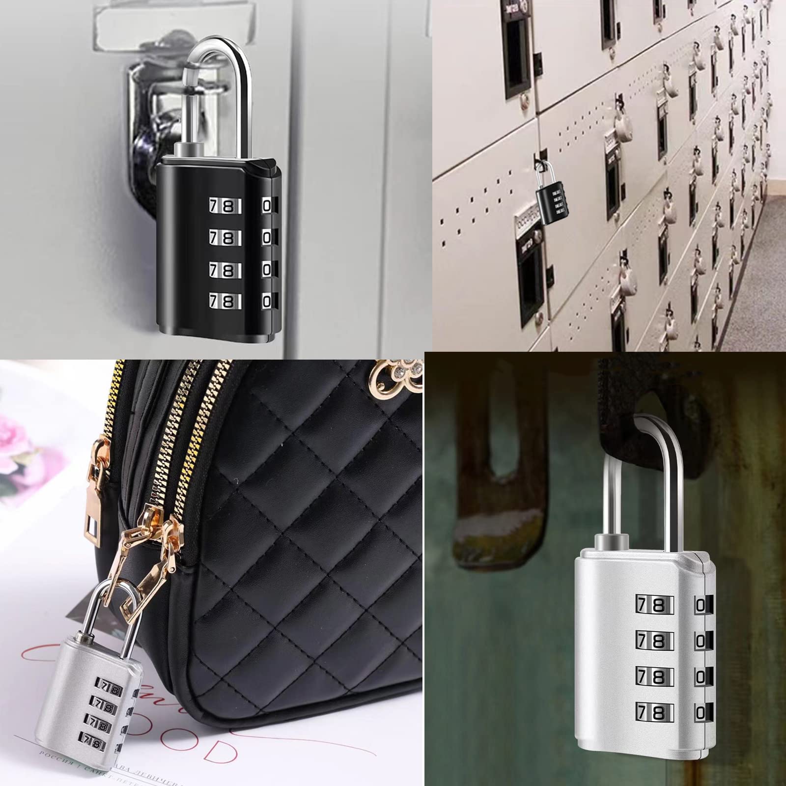 2 Pack Combination Padlock, 4 Digit Resettable Padlock with Keys