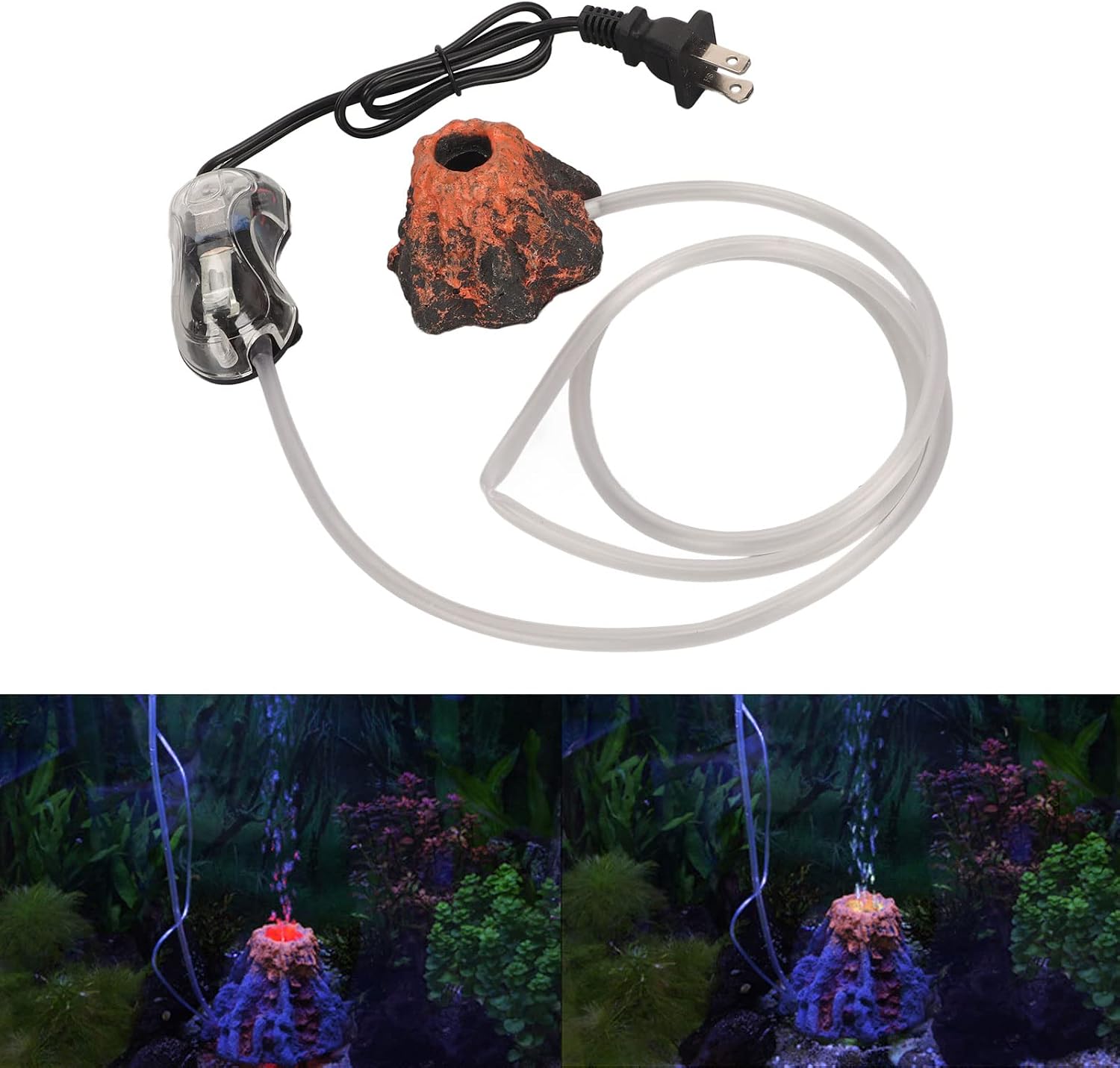HEEPDD Aquarium Volcanic Bubbler, Resin Volcano Ornament Kit with Air Pump, Fish Tank Landscape Decor for Oxygenation