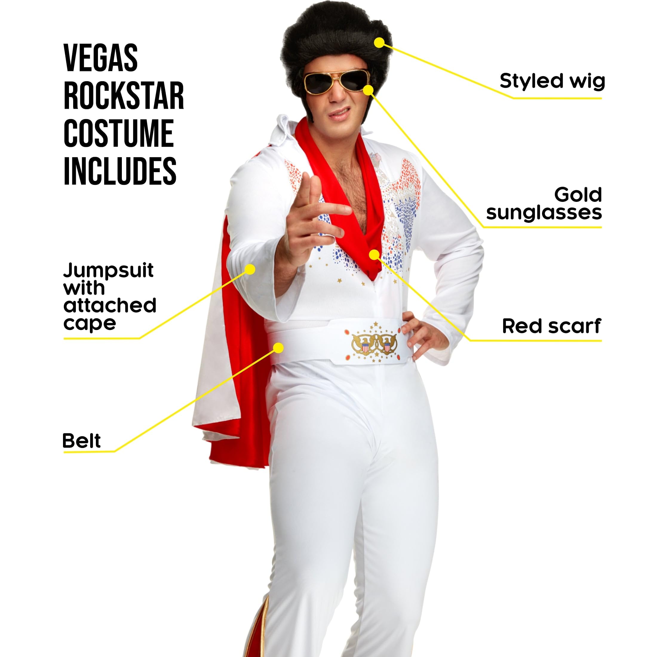 Morph Disfraz Rock Hombre, Con Peluca Rock, Disfraz De Rockero Hombre, Disfraces De Halloween Adulto