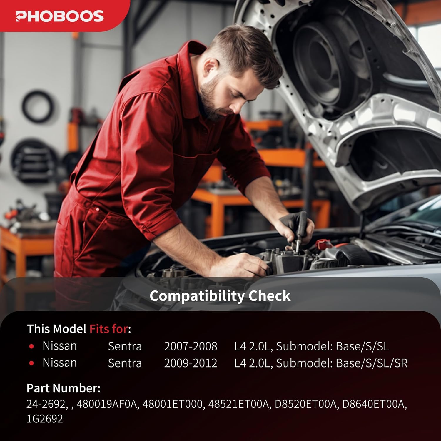 PHOBOOS Hydraulic Power Steering Rack and Pinion Assembly Compatible with Nissan Sentra 2007-2012 L4 2.0L. New Unit, Leak-proof, Direct Bolt-On Fit, Ref. 24-2692