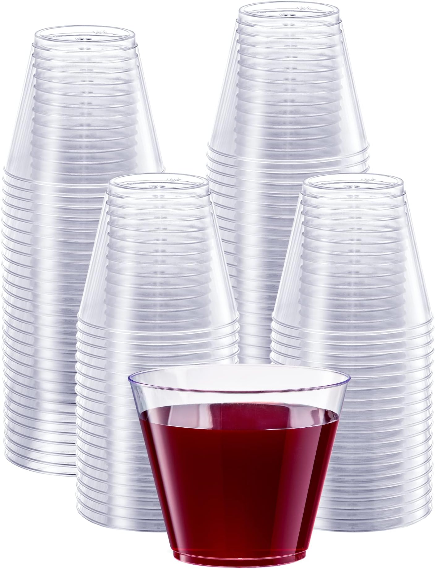 Clear Hard Plastic Cups / Tumblers [9 oz. Squat - 200 Count] Small Disposable Party Cocktail Glasses