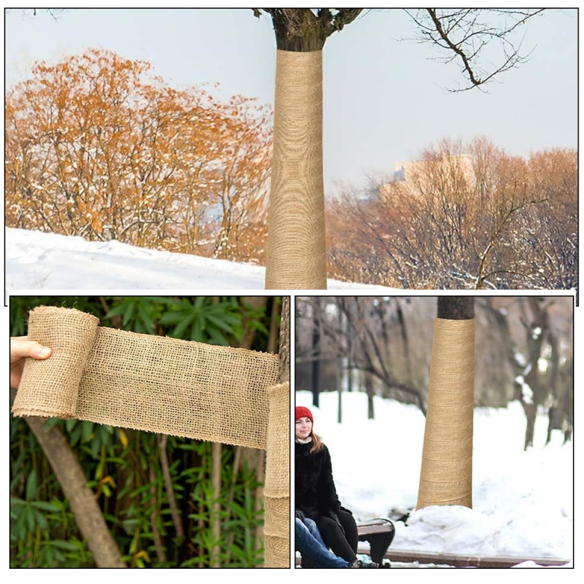 Beavorty Avvolgimenti in Rete in Juta Naturale per Tronchi d'Albero, Fasce Protettive Antigelo per Piante Arbustive, Pezzi di Tela di Iuta per Copertura Invernale e Riparazione Corteccia