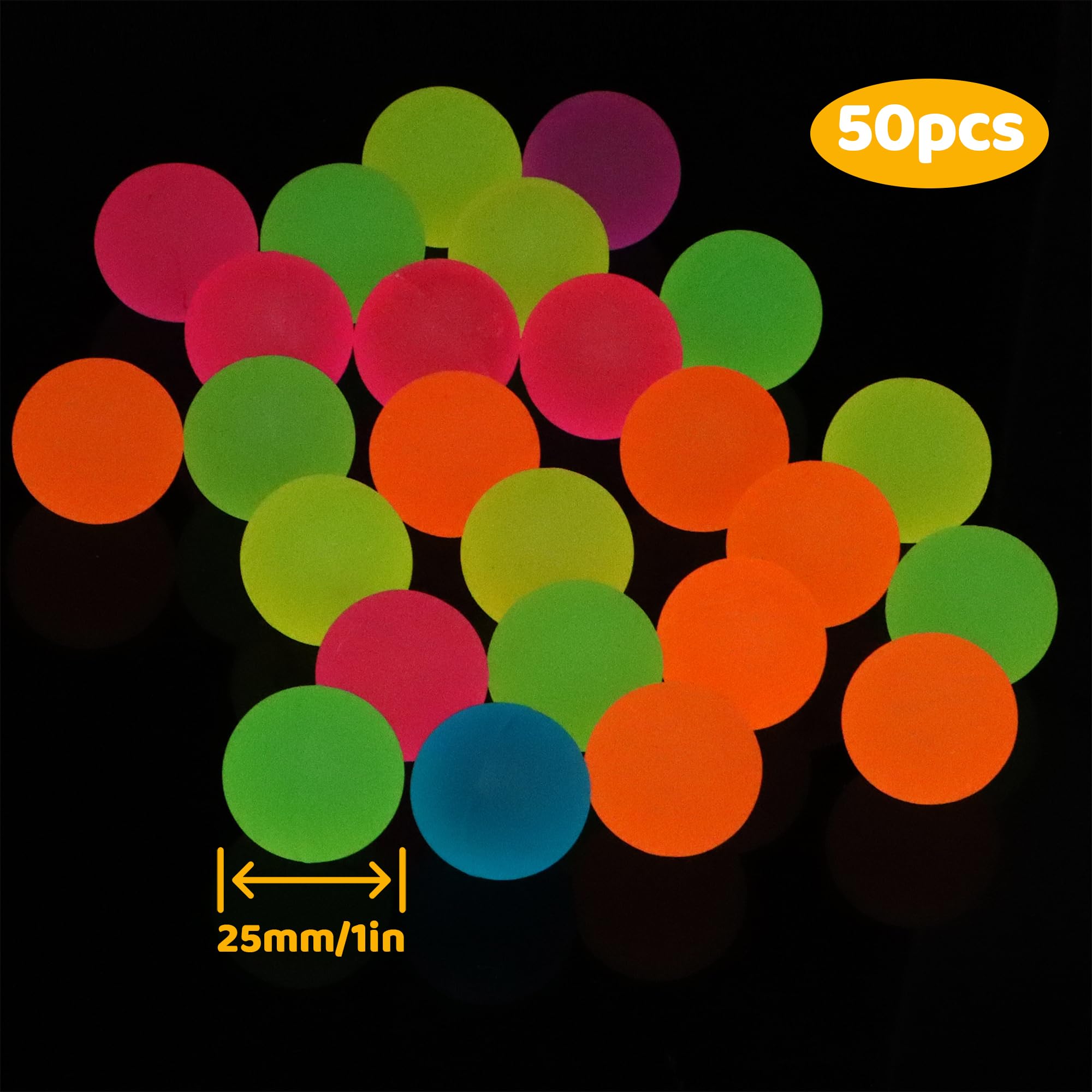 Pllieay 48 Palline Rimbalzanti Che Si Illuminano Al Buio – 27 Mm, Gomma, Per Festa, Regalo, Premi In Classe