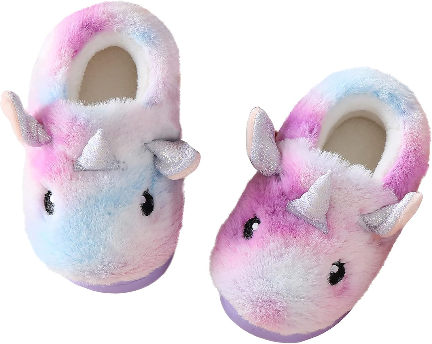 Toddler Kids Non-slip Slippers Girls Boys Warm House Slippers, Purple, 3-4 Little Kid