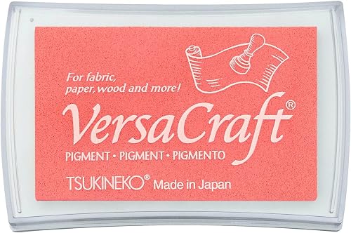 Tsukineko VersaCraft Ink Stamping-Coral (Pink) -Large 3 x 1.85 inches-Water-Based, Opaque, Archival-Embossing, pad Size: 7,6 x 4,7 cm