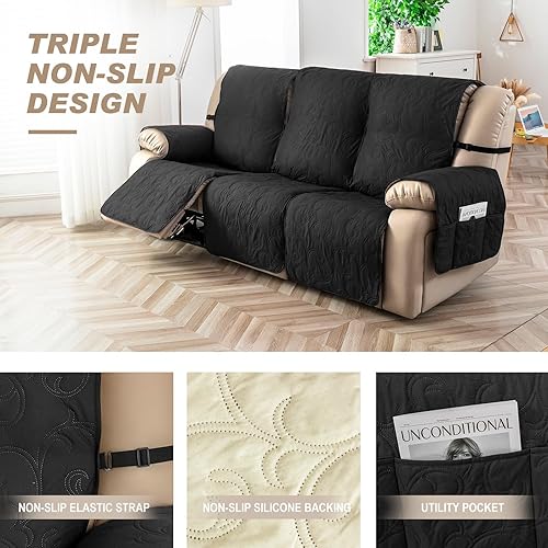 Miniatura 2 de Genina Fundas de sofá para sofá de 3 cojines, 100% impermeables, fundas de sofá reclinable de 3 asientos para sofás reclinables, protector de