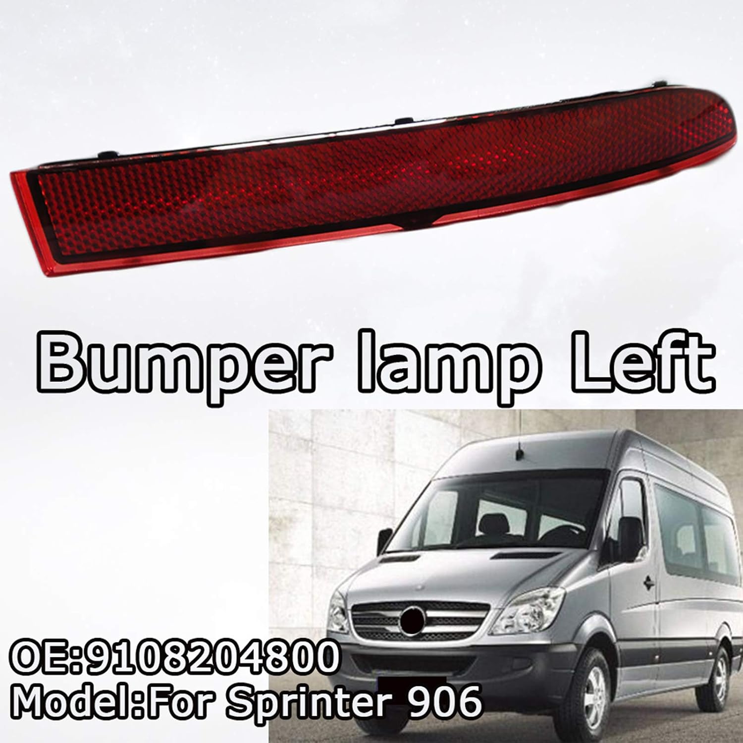 Sprinter Bumper Reflector Lights Brake & Rear Reflecting Emitter Rear Left for Mercedes Sprinter 907 910 2018-2021 9108204800