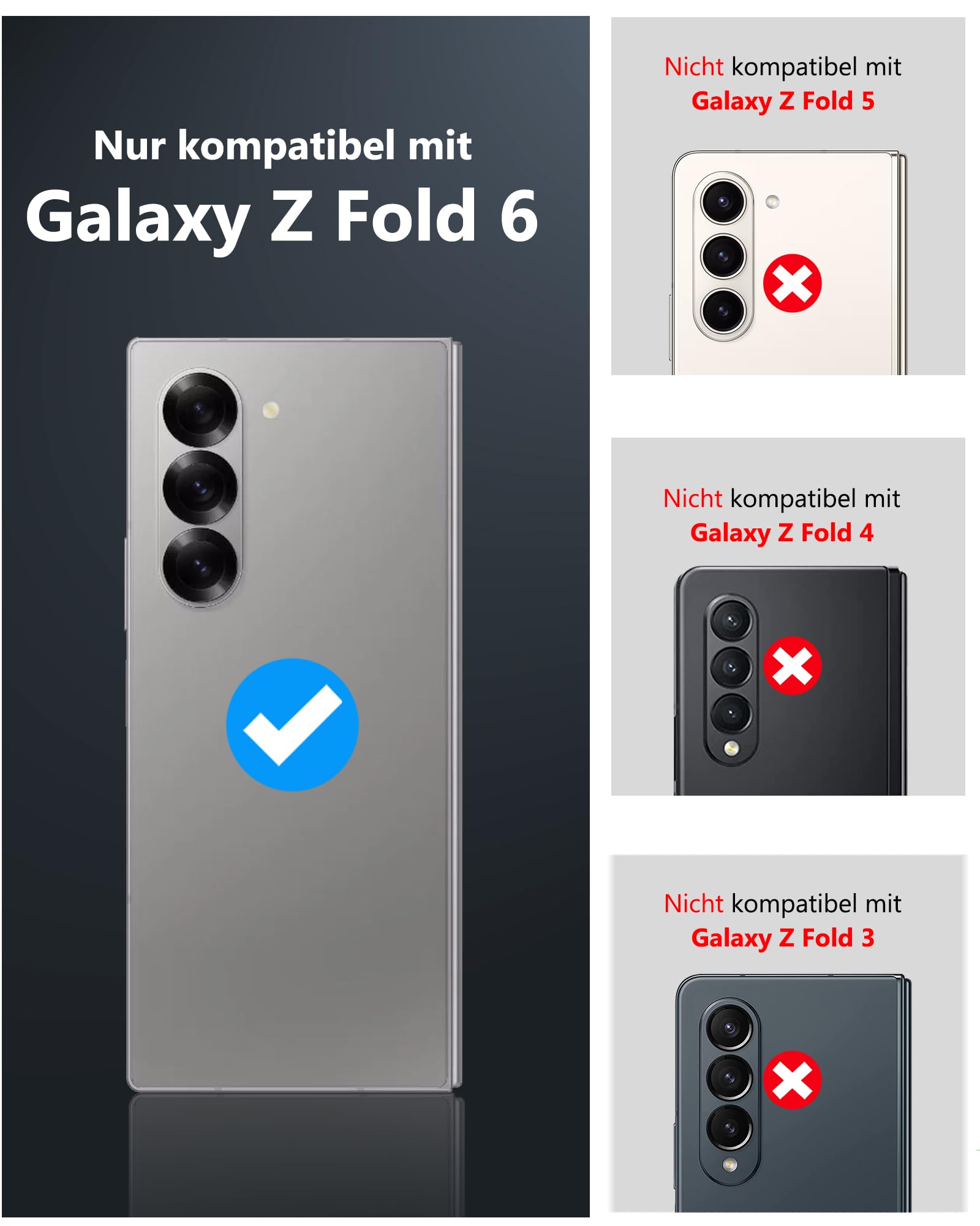für Samsung Galaxy Z Fold 6 Hülle mit Kartenfach, Schwarz