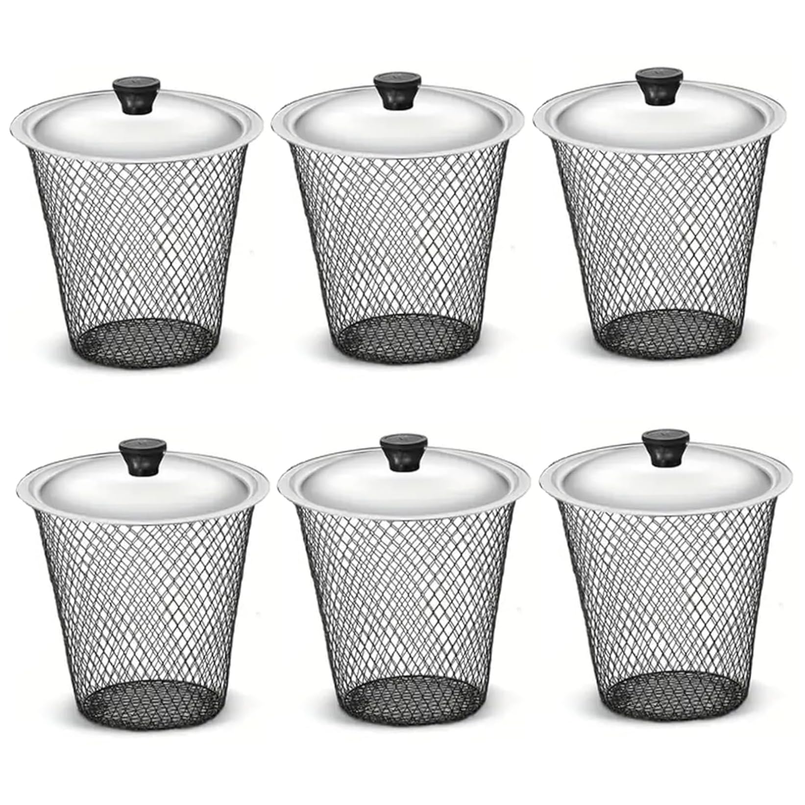 Takingup Worm Bins for Composting, 6 Pack Underground Metal Mesh Worm Composter with Lid Compost Bin for Kitchen & Garden Waste, Outdoor Compost Bin for Natural Decomposition