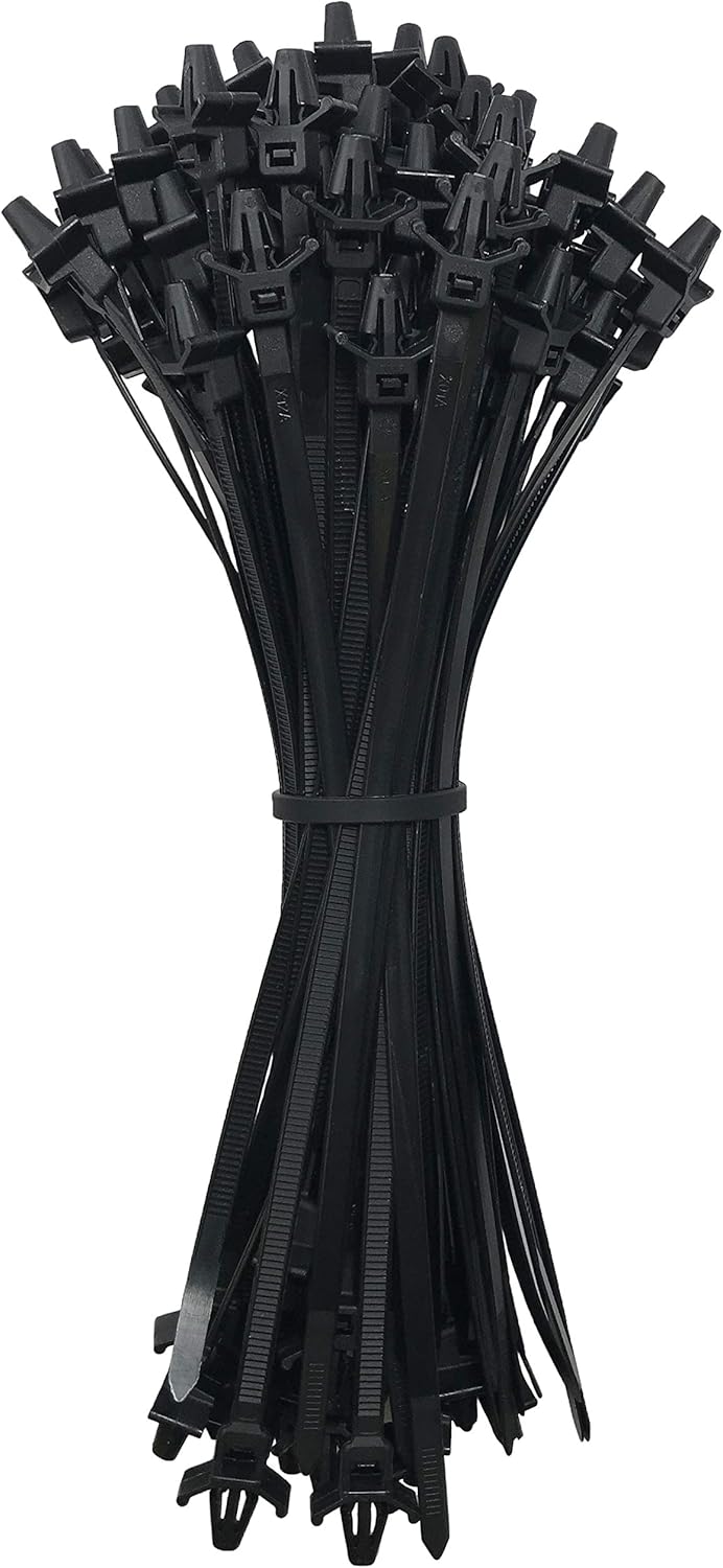 Sherco-Auto Arrow Head Push Mount Black 7" Inch Cable Zip Ties 50 Pounds Tensile Strength UV Resistant Wire Wrap - 100 Pack - Made in USA
