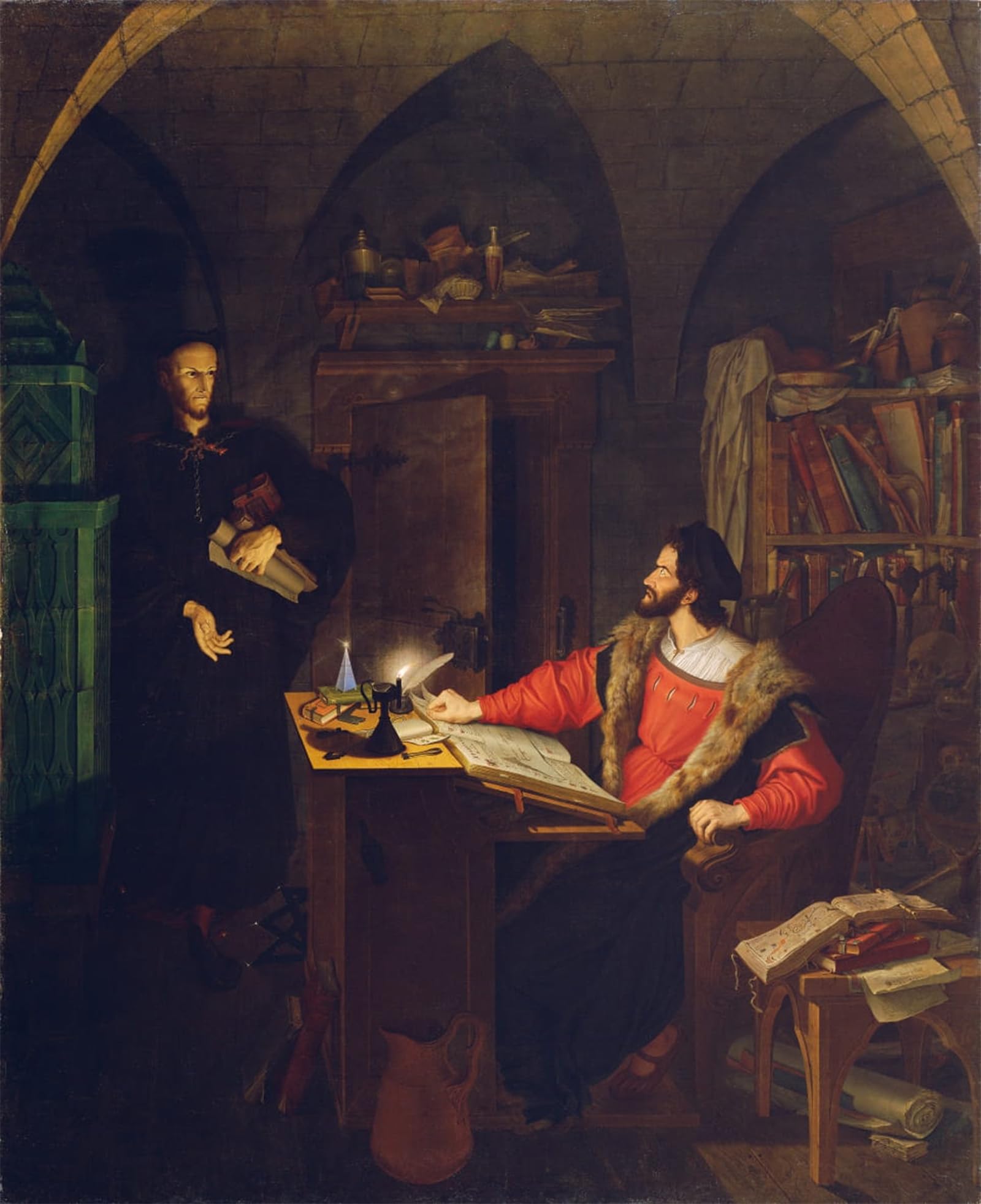 SERENDIPITP Vintage Picture Print on Canvas Wall Art Poster Faust and Mephisto in the Study by Ludwig Ferdinand Schnorr Von Carolsfeld Artwork Print Poster for Wall Decor 60x90cm