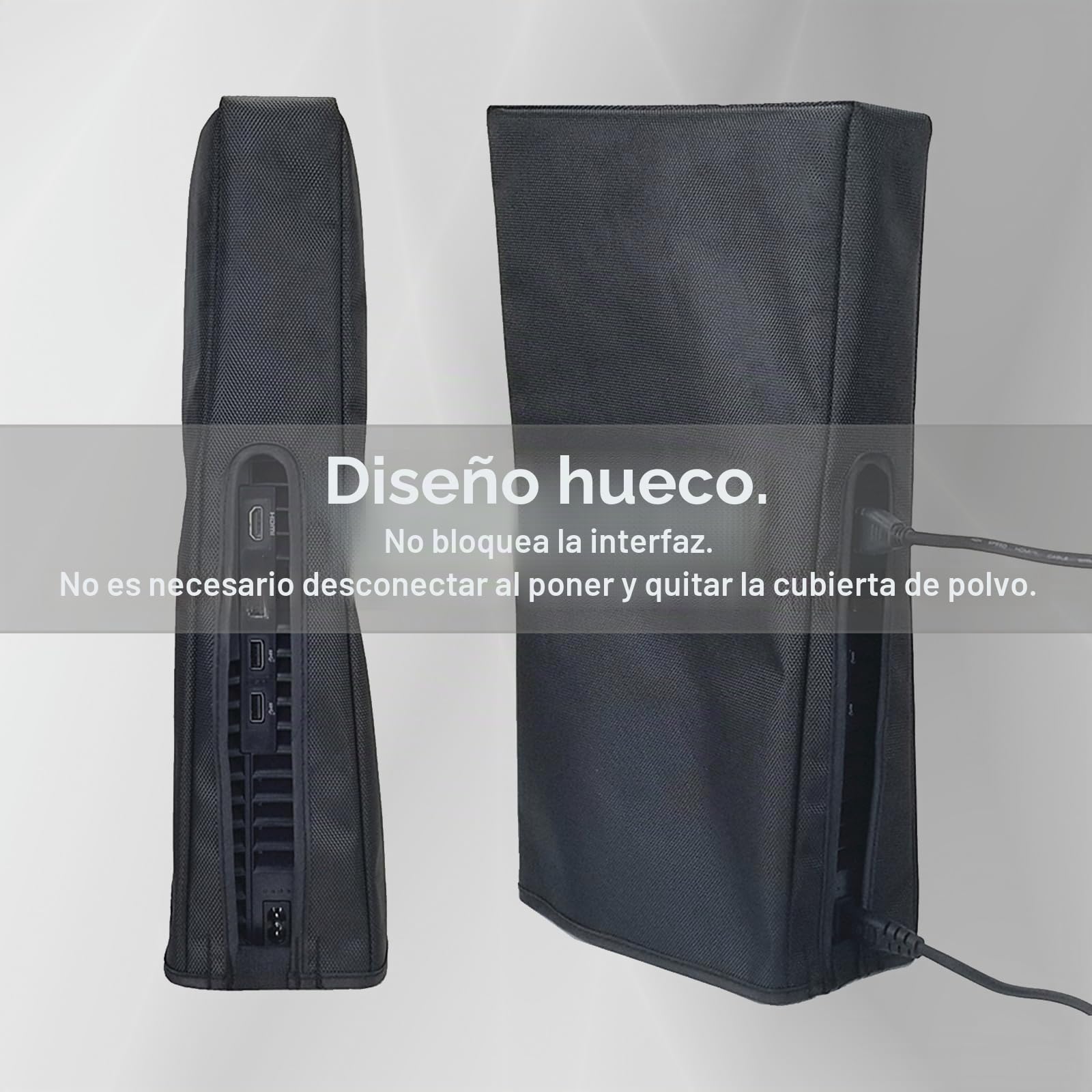 Cubierta antipolvo para consola PS5 Pro, tela Oxford, antiarañazos, impermeable, con puerto de cable trasero para Sony PlayStation 5 digital, versión de disco y versión de disco (negro)
