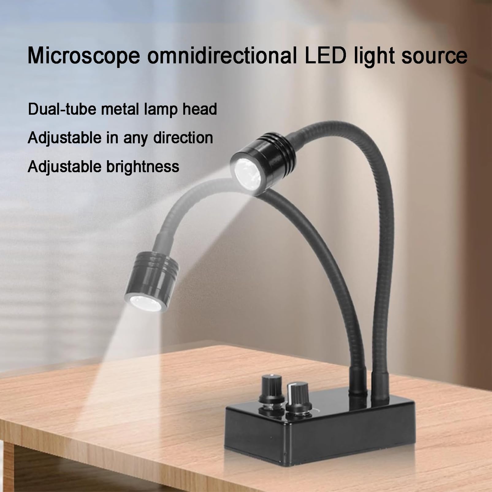 Lámpara De Iluminación Para Microscopio De Laboratorio, Foco Led De Doble Cuello De Ganso, Brillo Continuo & ángulo Ajustable A 360°, Temperatura De Color 6500k, Para Microscopio Estéreo, Reparación