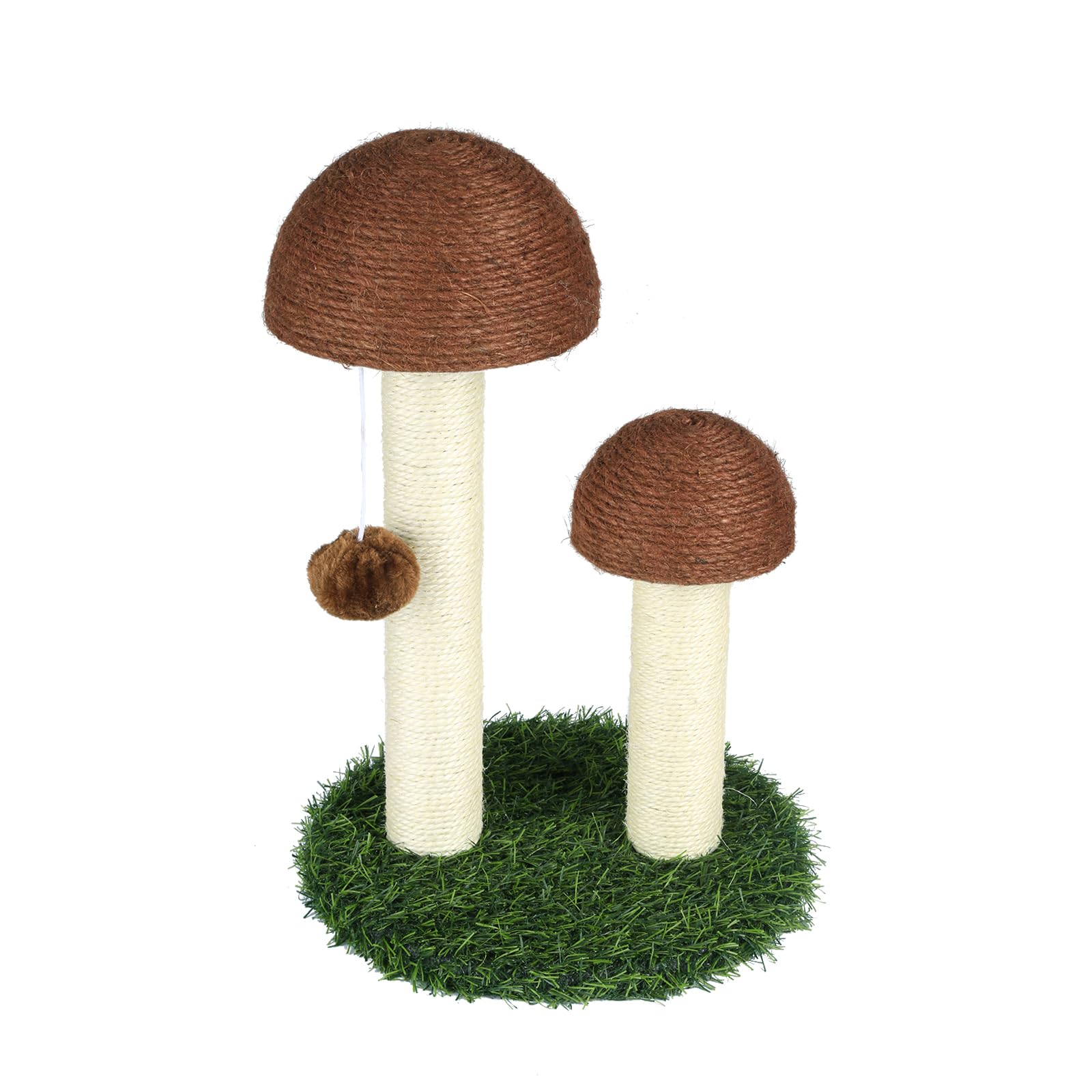 Arbre a Chat Fleur avec Gros Griffoir, Griffoir Chat Poteau Sisal à Griffer en Forme de Champignon pour Chaton Marron 47cm-30 * 30 * 47cm
