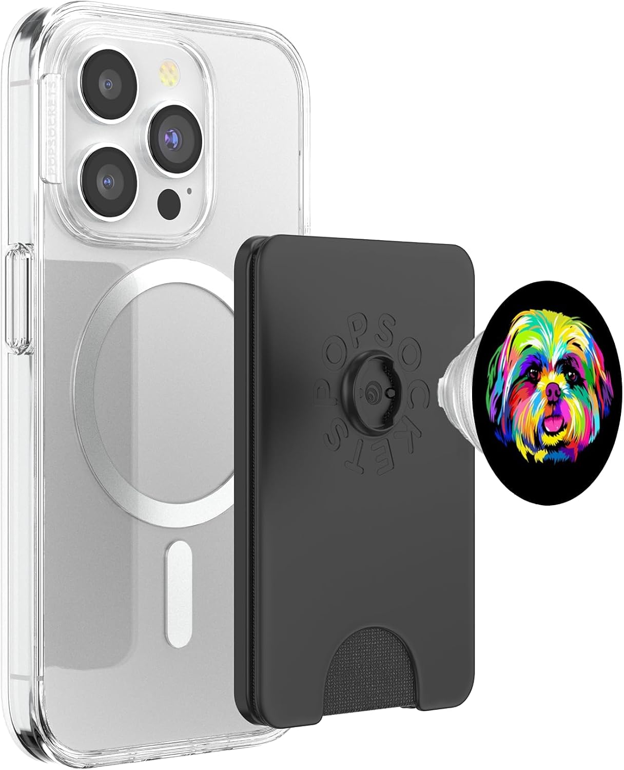 Colorful Shih Tzu Pop Art Rainbow Dog Lover Portrait PopSockets PopWallet for MagSafe image 3