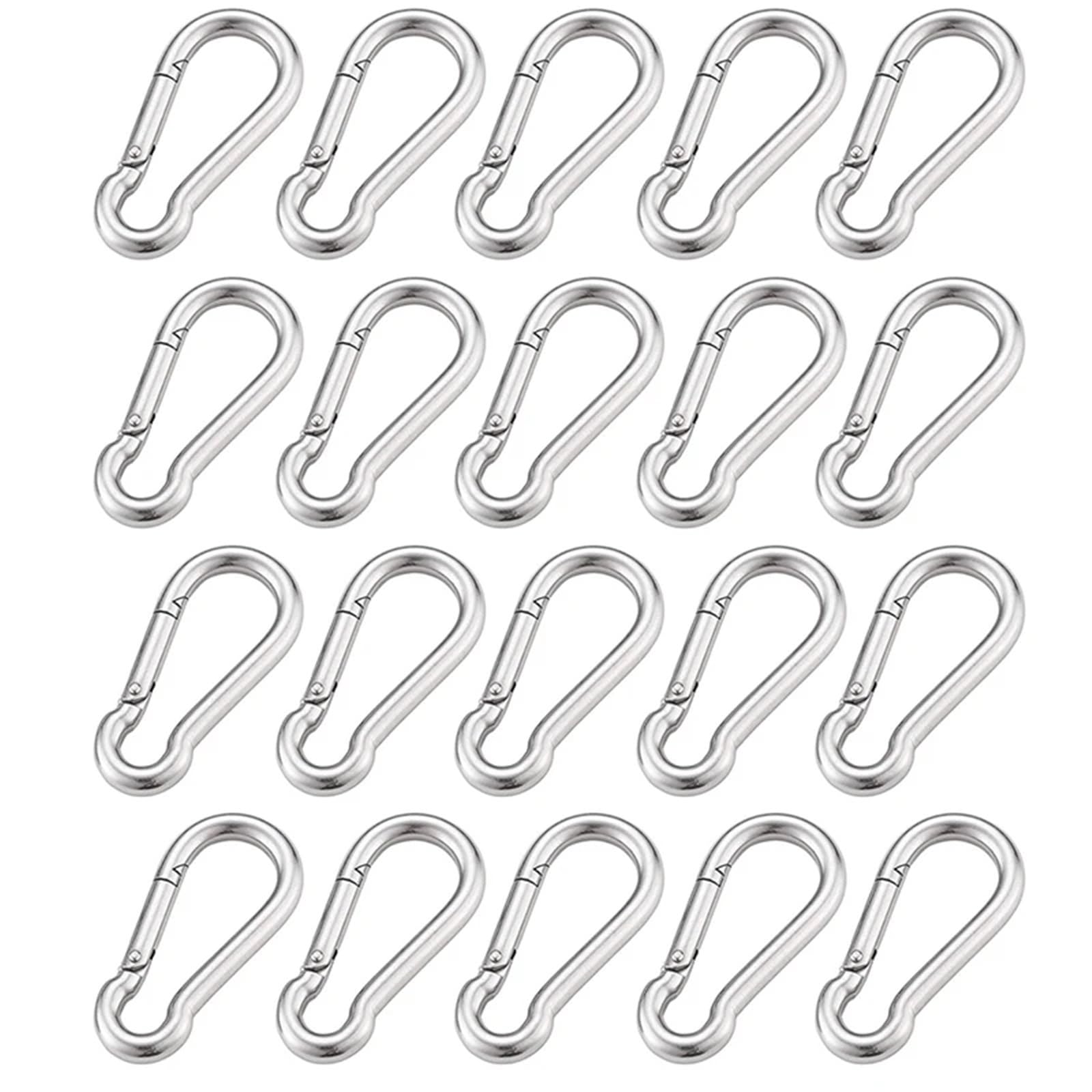 Spring Snap Hooks Connector, Stainless Steel Snap Hooks with Clip 10/20 PCS for Climbing Bike Key Ring(20pcs)