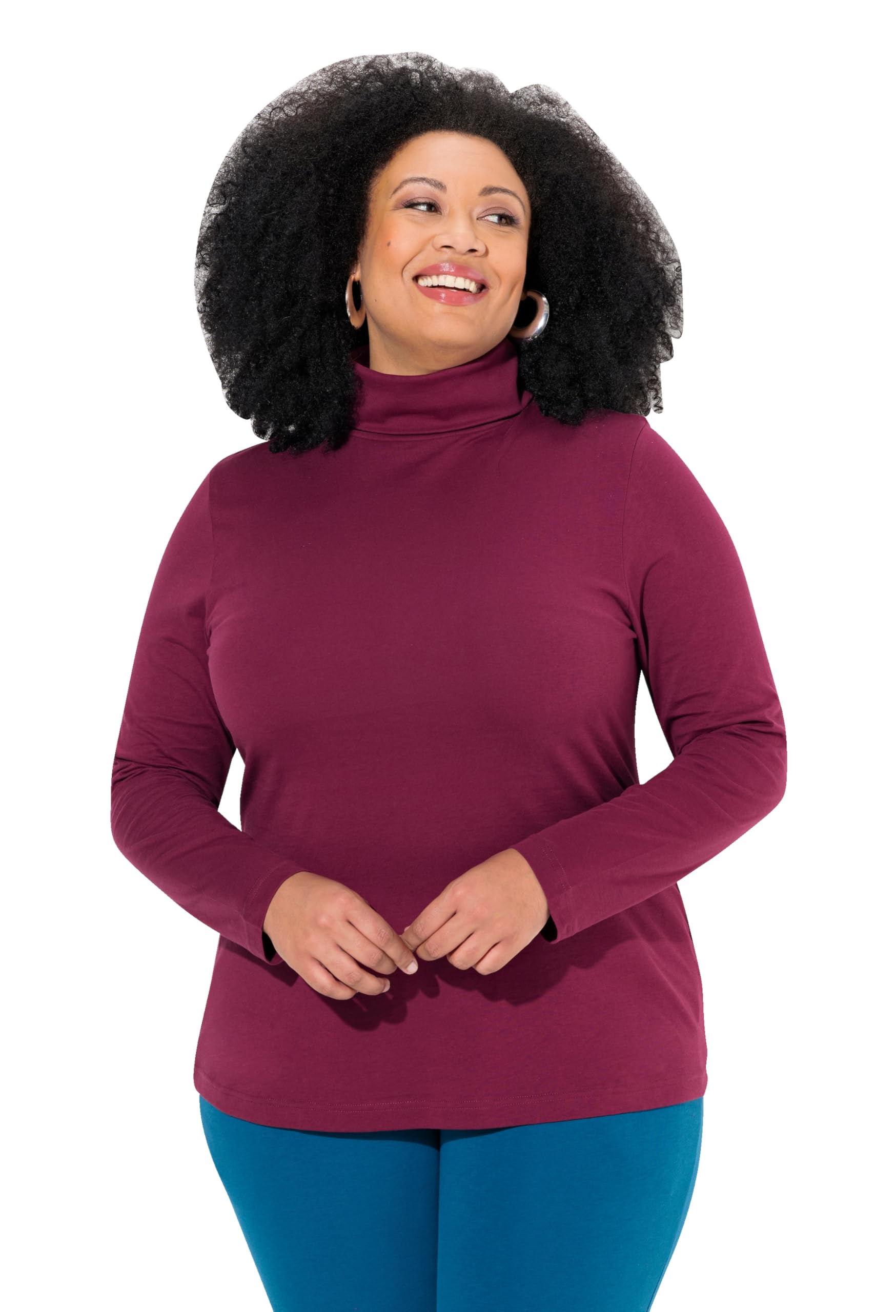 Ulla Popken Damen große Größen Übergrößen Plus Size Shirt, Rollkragen, Slim, Langarm 646813