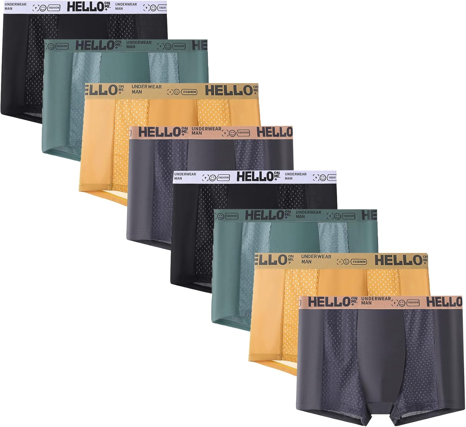 Men's Breathable Boxer Briefs with Mesh Panels, 8-Pack, Multi-Color